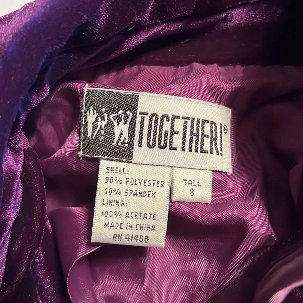 “TOGETHER” purple Berry Pant Suit. Jacket is a size 8, Gaberdine pants size 10 - Picture 12 of 12